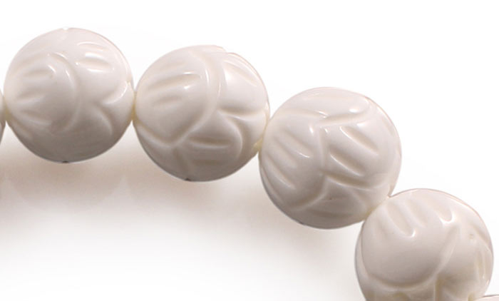 梦译丹佛门瑰宝辟邪转运白色砗磲莲花手链10mm附权威鉴定证书9056
